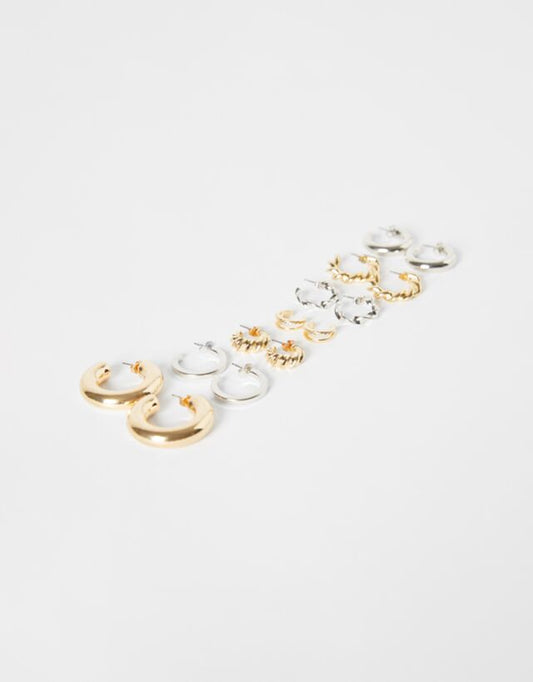 Set of 7 pairs of mixed hoop earrings