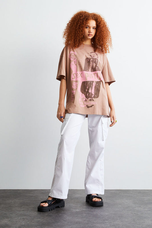 Brown Printed T-Shirt