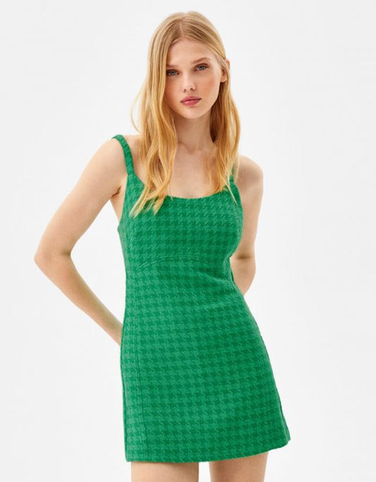 Houndstooth Pinafore Dress