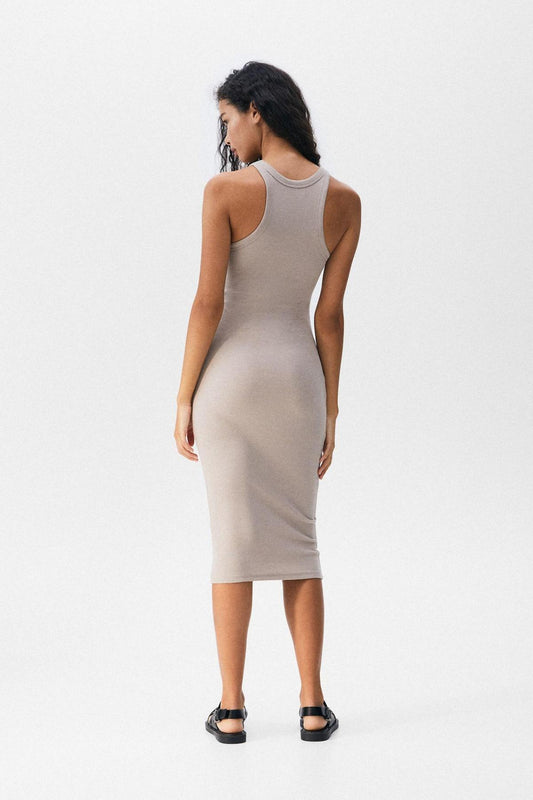 Sleeveless ribbed midi dress