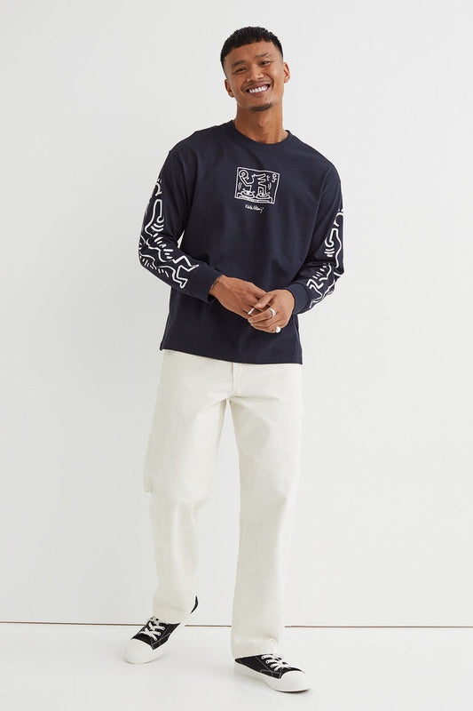 Relaxed Fit Printed Jersey Top