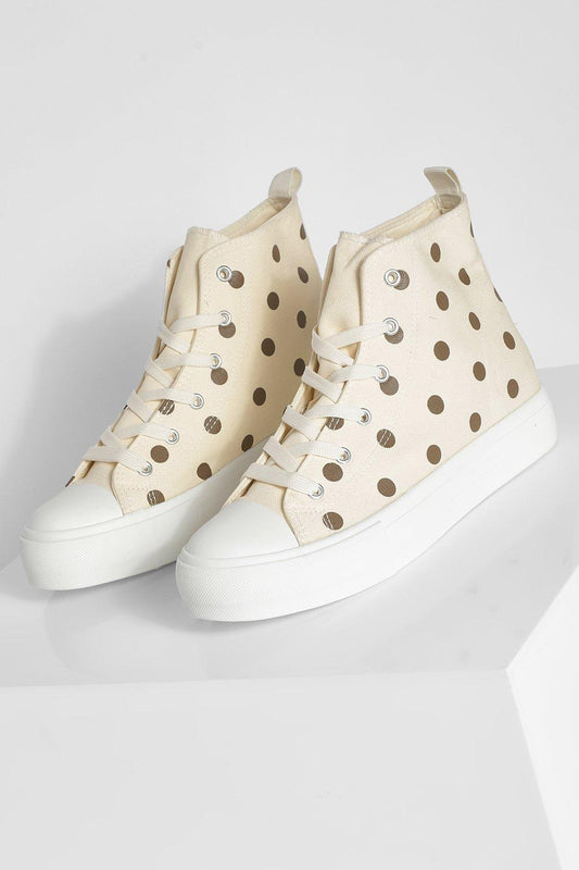 Polka Dot High Top Canvas Platform Trainer