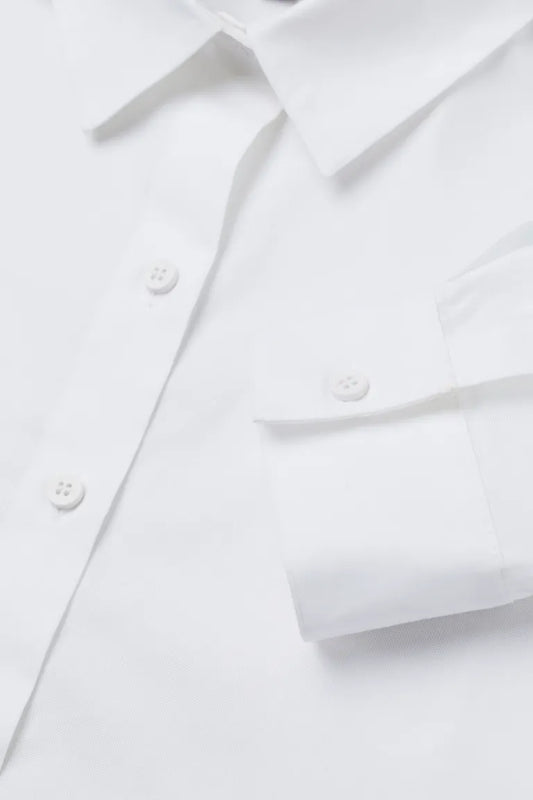 White Cropped Long-Sleeved Shirt