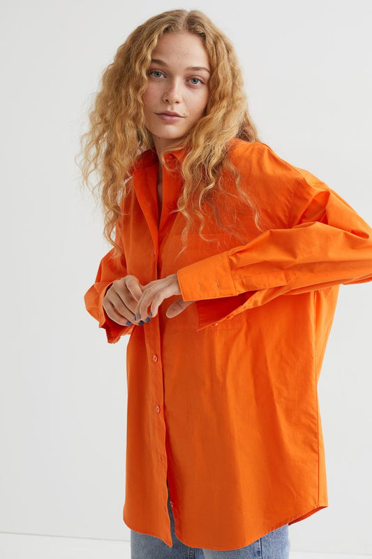 Orange Oversized Poplin Shirt