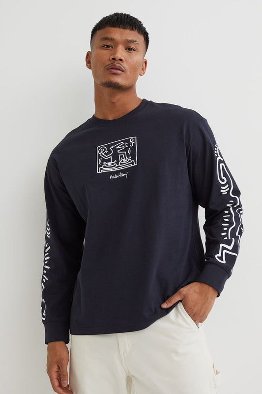 Relaxed Fit Printed Jersey Top