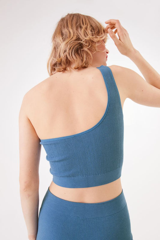 Ribbed One-Shoulder Top