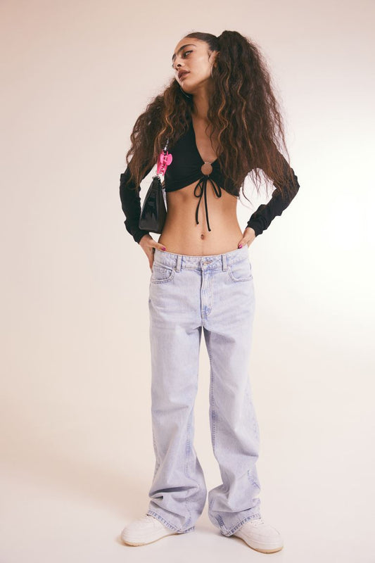 Black Collared Cropped Top
