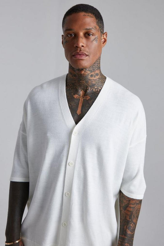 V Neck Short Sleeve Knitted Shirt
