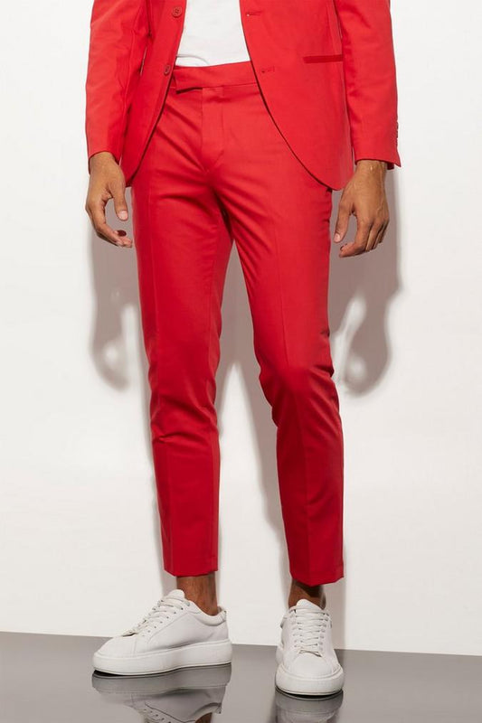 Red Crop Suit Trousers