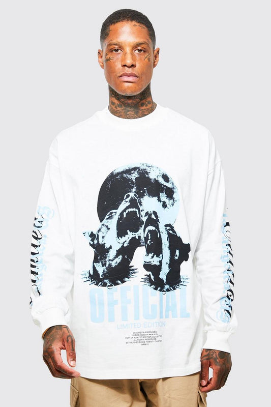 Oversized Multi Graphic Long Sleeve T-shirt