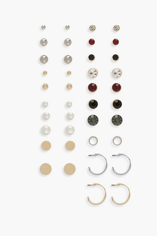 STUD AND HOOP EARRINGS 20 PACK
